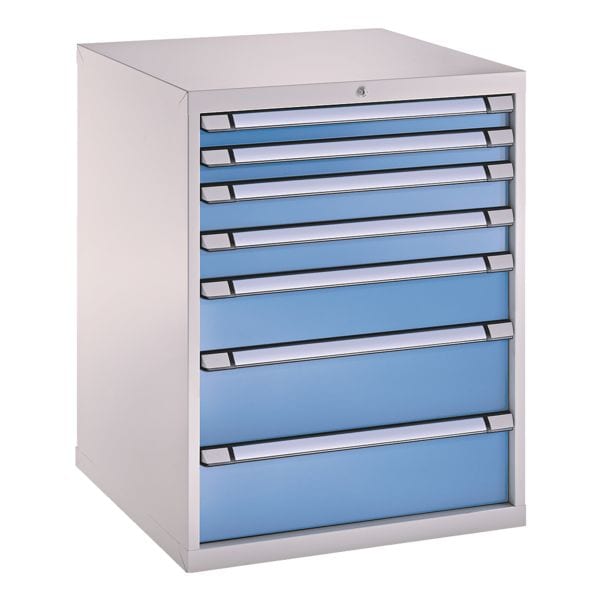 THURMETALL Schubladenschrank, einbahnig, 7 Schübe blau, 80.5x100x69.5 cm Image