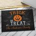 The Holiday Aisle® Alongi Trick Or Treat Personalized 18 in. x 27 in. Non-Slip Outdoor Door Mat Synthetics | Wayfair