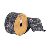 Vickerman 548424 - 2.5"x10Yd Black Dupion White Glitter Dot (Q180965) Dots Patterned Christmas Ribbons