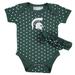Girls Newborn & Infant Green Michigan State Spartans Hearts Bodysuit and Headband Set