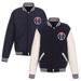 Men's JH Design Navy/White Washington Wizards Reversible Fleece & Faux Leather Full-Snap Jacket