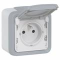 Prise de courant et volet ip 55 Plexo complet apparent Gris (069970)