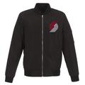 Men's JH Design Black Portland Trail Blazers Lightweight Nylon Full-Zip Bomber Jacket