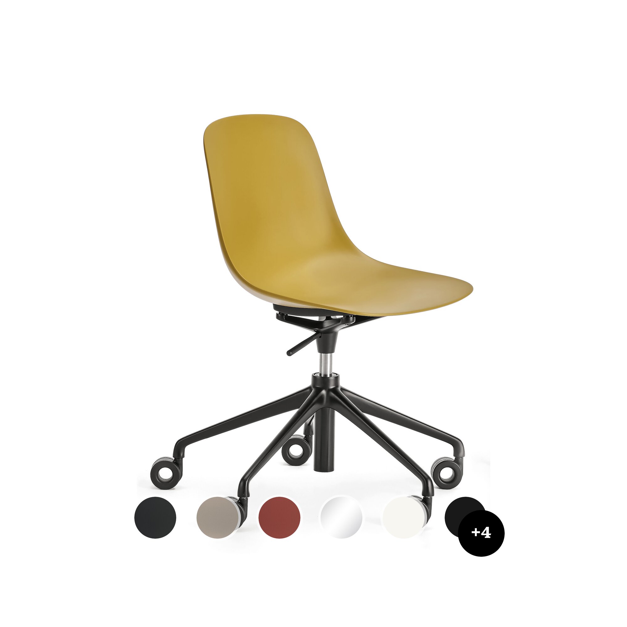 infiniti »PURE LOOP MONO« 5 Star Updown Designer-Stuhl AL30 Weiss matt / IP7608U Marsala