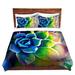 Bungalow Rose Supplication Succulent Duvet Covers Set Microfiber in Blue/Green/Indigo | Queen Duvet Cover + 2 Standard Shams | Wayfair