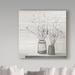 Gracie Oaks 'Pussy Willow Still Life Gray Pots Shiplap' Acrylic Painting Print on Wrapped Canvas in Green | 18 H x 18 W x 2 D in | Wayfair