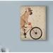 Winston Porter 'French Bulldog on Bicycle' Graphic Art Print on Wrapped Canvas in White/Black | 47 H x 35 W x 2 D in | Wayfair