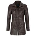 Mistress' Ladies Leather Jacket Brown Gothic Style Fitted Mid Length Coat 1310 (10 for Bust 32")