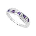The Diamond Ring Collection: 9ct White Gold 0.25ct Amethyst & Diamond Channel Set Crossover Eternity Ring Valentine (Size U)