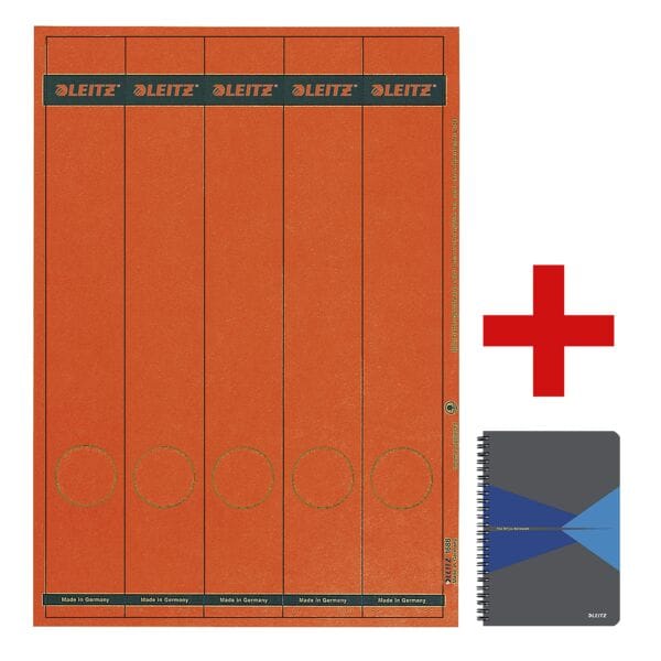 Leitz Selbstklebende Ordnerrücken-Etiketten »1688« inkl. Collegeblock »Office 4498« rot, 5 cm