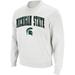 Men's Colosseum White Michigan State Spartans Arch & Logo Crew Neck Sweatshirt