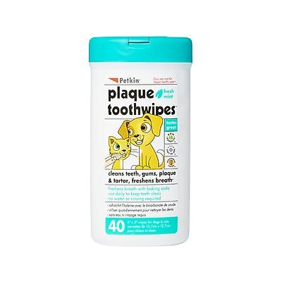 Petkin Plaque Toothwipes Fresh Mint Flavor Dog & Cat Dental Wipes, 40 count