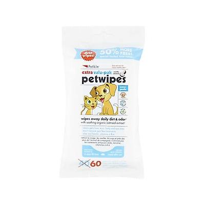 Petkin Petwipes Vanilla & Coconut Valu-Pak Dog & Cat Wipes, 60 count