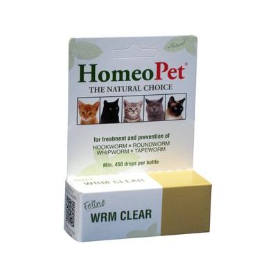 HomeoPet WRM Clear Dewormer for Hookworms, Roundworms, Tapeworms & Whipworms for Cats, 450 drops
