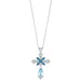 "Sterling Silver Blue Topaz & Diamond Accent Cross Pendant Necklace, Women's, Size: 18"""