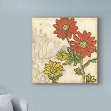 Charlton Home® 'Indian Summer Floral I' Acrylic Painting Print on Wrapped Canvas in Green/Red | 18 H x 18 W x 2 D in | Wayfair