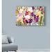 Charlton Home® 'Iris Garden 1' Acrylic Painting Print on Wrapped Canvas in Green/Indigo/Pink | 16 H x 24 W x 2 D in | Wayfair