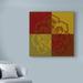 Fleur De Lis Living 'Block Print I' Acrylic Painting Print on Wrapped Canvas in Red/Yellow | 18 H x 18 W x 2 D in | Wayfair