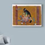 Winston Porter 'Black Bird on Bronzed Flower' Acrylic Painting Print on Wrapped Canvas in Black/Brown/Pink | 18 H x 24 W x 2 D in | Wayfair