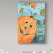 Winston Porter 'Happy Harvest Pumpkin' Graphic Art Print on Wrapped Canvas Metal in Blue/Brown | 32 H x 22 W x 2 D in | Wayfair