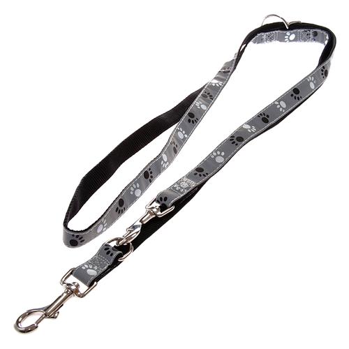 Trixie Hundeleine 200cm + Halsband Pfoten Silver Reflect Größe M-L