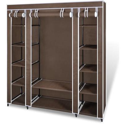 Stoffschrank mit Fächern und Stangen 45×150×176 cm Braun Vidaxl