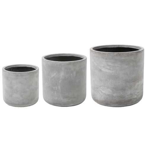 Blumentopf 3er Set Grau aus Lehm-Faser-Mischung Rund Modernes Design