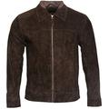 Men's Retro Brown 100% Goat Suede Leather Harrington Biker Jacket M