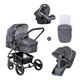 Hauck Kombi Kinderwagen Pacific 4 Shop N Drive inkl. Babywanne umbaubar zu Sportsitz, Autositz und Beindecke, Sitz Wendbar, Große Räder, Belastbar bis 25 kg, Grau