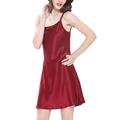 LilySilk Women's 100 Silk Nightdress Short Low Scoop Back Ladies Chemise Nightgown 19 Momme Pure Silk Claret Size 8/XS