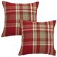 McAlister Textiles Set of 2 Heritage Red Tartan Check Cushions With Filling Square Throw Pillows for Bed or Sofa 43x43 Cm - 17x17 Inches
