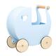 Moover Wooden Doll's Pram for Toddlers, Fully Assembled, Push Along Toy, High Quality Birch Wood Pram, 2 Years+, 46 x 44 x 25 cm, Light Blue and Natural Wood