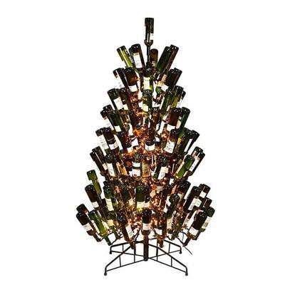 Vickerman 565087 - 6.5' x 46" Black Stand Wine Bottle Tree 600 Clear Miniature Lights Christmas Tree (K181466)