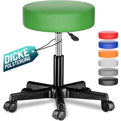 Rollhocker Höhenverstellbar 10cm Polsterung 46-60cm Sitzhöhe 360° drehbar Ø35cm rund Rollen Image