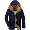 WS668 Mens Winter Detachable Hooded Heavy Coat Cotton Thick Military Jackets Warm Plus Velvet Lining Parka (Navy Blue, UK Large (Asia Tag 2XL))