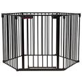 COSTWAY 6/8 Panels Baby Playpen, Metal Fire Guard Hearth Gate with Lockable Door, Foldable Room Divider Fireplace Fence for Kids Pets (6 Panels, Black)