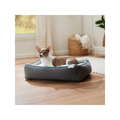 Frisco Sherpa Orthopedic Bolster Cat & Dog Bed, Gray Basket Weave Print, Medium