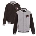 Men's JH Design Gray/Black Philadelphia Flyers Embroidered Reversible Full Snap Fleece Jacket