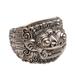 Men's sterling silver band ring, 'Barong Hero'