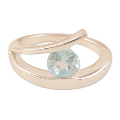 'Circle of Love' - Sterling Silver Solitaire Blue Topaz Ring