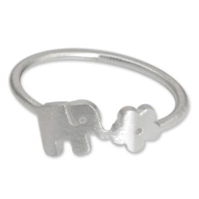 Sterling silver ring, 'Elephant Rose'