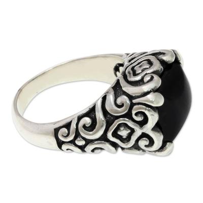 Onyx cocktail ring, 'Temple Goddess'