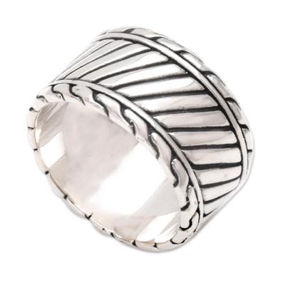 Men's sterling silver ring, 'Dragon Path'