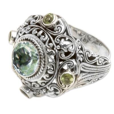 Prasiolite and peridot cocktail ring, 'Mahameru Green'