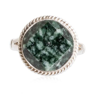 'Square Circle' - Sterling Silver Green Jade Cocktail Ring