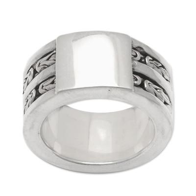 Excellence,'Men's Sterling Silver Band Ring'