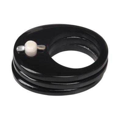 Papua Moon,'Black & White Buffalo Horn and Bone Handcrafted Ring'