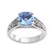Sparkling Heavens,'Blue Topaz and Sterling Silver Swirl Motif Solitaire Ring'