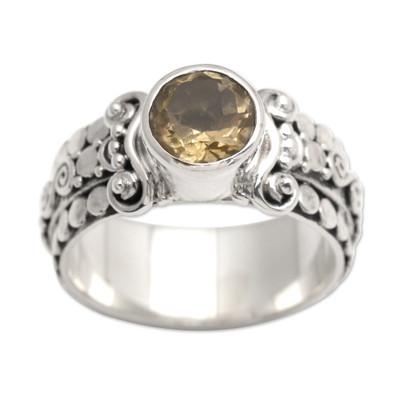 'Citrine and Sterling Silver Single-Stone Ring from Indonesia'