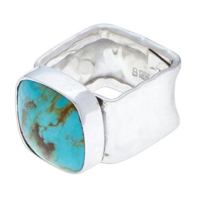Always Azure,'Taxco Silver and Natural Turquoise Cocktail Ring'